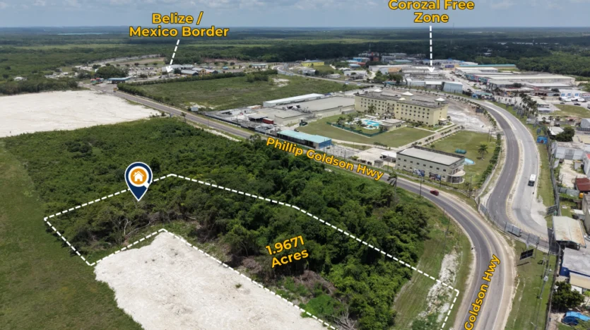 Commercial land for sale in Corozal Belize on Philip Goldson Highway